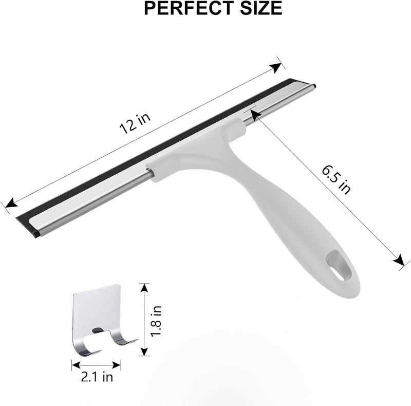 SetSail Shower Squeegee for Glass Doors All-Purpose Squeegee for Shower Glass Door Heavy Duty Window Squeegee with Hook for Car Window Cleaning 12 Inches - Image 2